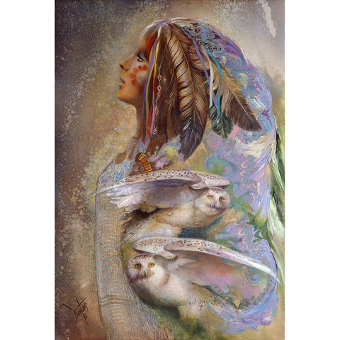 Golden Feather Gold Ornate Wood Framed Art Print with Double Matting by Lund, Denton