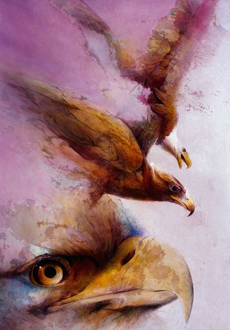 Eye Of The Eagle White Modern Wood Framed Art Print with Double Matting by Lund, Denton