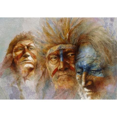 Three Chiefs Black Modern Wood Framed Art Print with Double Matting by Lund, Denton