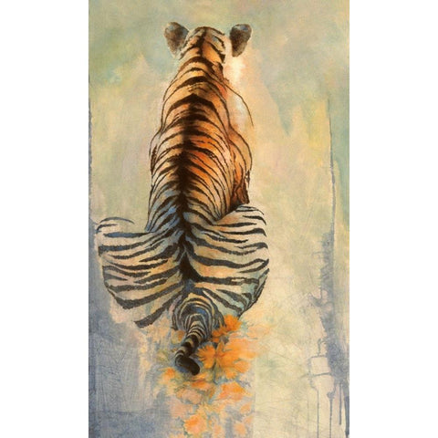 Meditating Tiger Gold Ornate Wood Framed Art Print with Double Matting by Lund, Denton