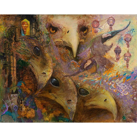 The Crowded Sky White Modern Wood Framed Art Print by Lund, Denton