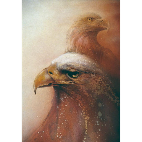 Crimson Eagles Gold Ornate Wood Framed Art Print with Double Matting by Lund, Denton