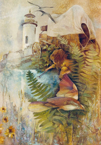 The Pond White Modern Wood Framed Art Print with Double Matting by Lund, Denton