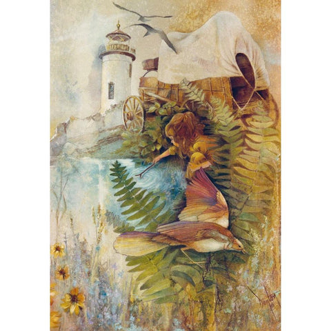 The Pond Gold Ornate Wood Framed Art Print with Double Matting by Lund, Denton