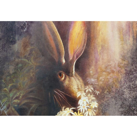 By A Hare Gold Ornate Wood Framed Art Print with Double Matting by Lund, Denton
