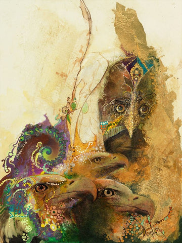 The Watchers Black Ornate Wood Framed Art Print with Double Matting by Lund, Denton