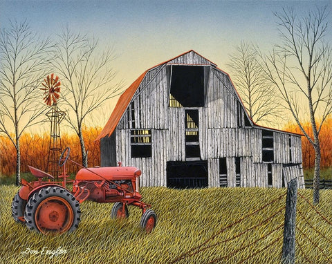 Country Life Black Ornate Wood Framed Art Print with Double Matting by Engler, Don