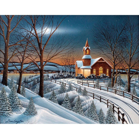 Evening Service White Modern Wood Framed Art Print by Engler, Don