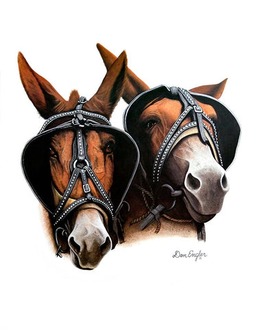 Grandpas Mules White Modern Wood Framed Art Print with Double Matting by Engler, Don