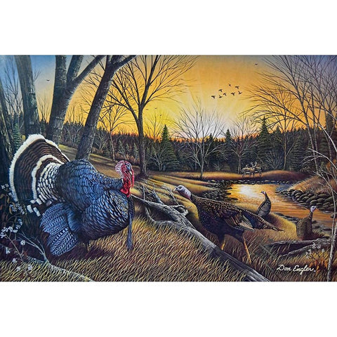 Morning Call Black Modern Wood Framed Art Print with Double Matting by Engler, Don