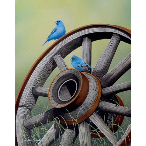 Simply Blue Black Modern Wood Framed Art Print with Double Matting by Engler, Don