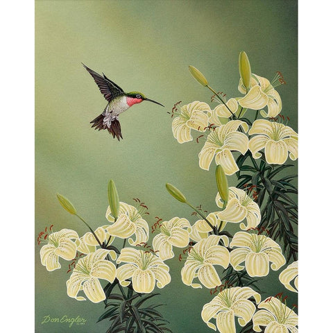 Spring Lilies Gold Ornate Wood Framed Art Print with Double Matting by Engler, Don