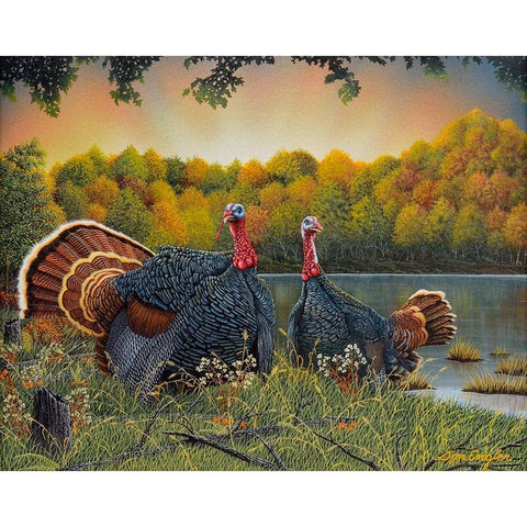 Turkey Season Gold Ornate Wood Framed Art Print with Double Matting by Engler, Don