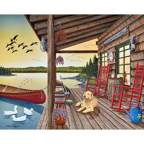 Welcome to the Cabin Gold Ornate Wood Framed Art Print with Double Matting by Engler, Don