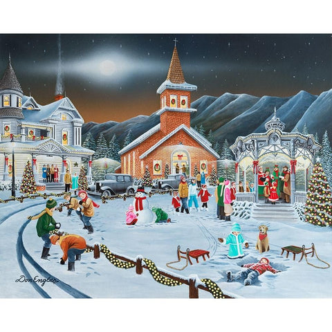 Christmas Eve White Modern Wood Framed Art Print by Engler, Don