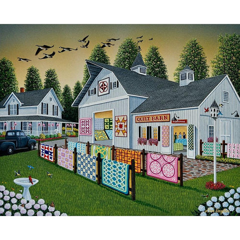 Quilt Barn Black Modern Wood Framed Art Print with Double Matting by Engler, Don