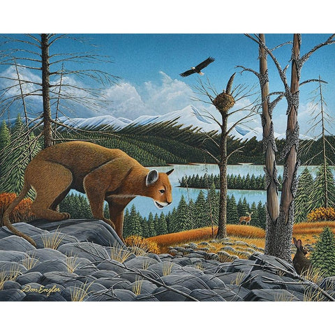 Stalking Prey White Modern Wood Framed Art Print by Engler, Don