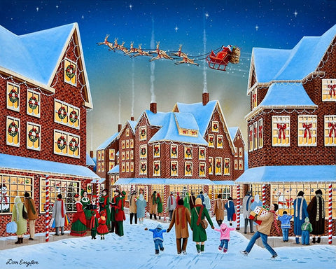 Christmas Town White Modern Wood Framed Art Print with Double Matting by Engler, Don