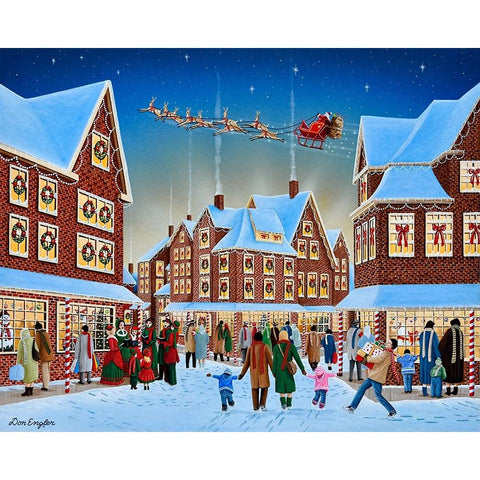 Christmas Town White Modern Wood Framed Art Print by Engler, Don