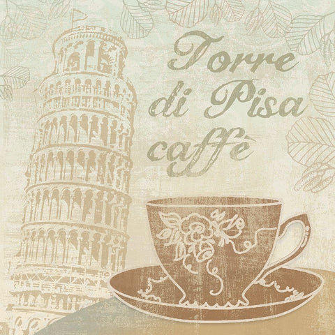 Caffe Pisa White Modern Wood Framed Art Print with Double Matting by Clark, Erin