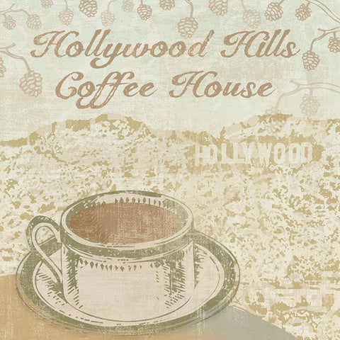 Hollywood Coffee House Black Ornate Wood Framed Art Print with Double Matting by Clark, Erin