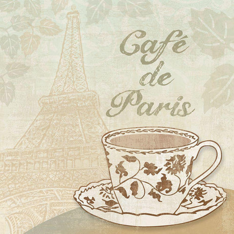 Cafe de Paris Black Ornate Wood Framed Art Print with Double Matting by Clark, Erin