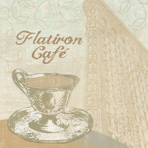 Flatiron Cafe Gold Ornate Wood Framed Art Print with Double Matting by Clark, Erin