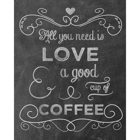 Love Coffee Black Modern Wood Framed Art Print with Double Matting by Clark, Erin