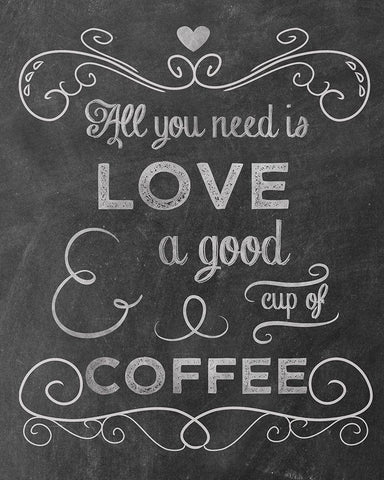 Love Coffee Black Ornate Wood Framed Art Print with Double Matting by Clark, Erin