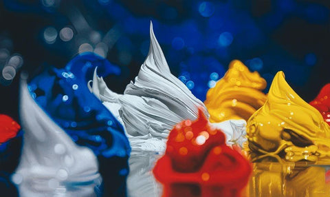 Primary Color White Modern Wood Framed Art Print with Double Matting by Chartier, Francois