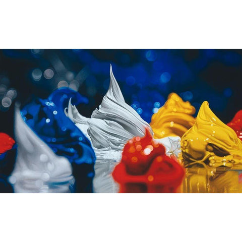 Primary Color Gold Ornate Wood Framed Art Print with Double Matting by Chartier, Francois