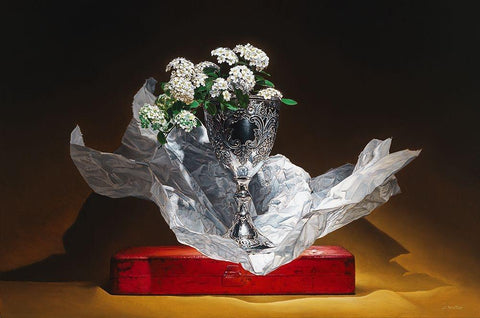 The Offering White Modern Wood Framed Art Print with Double Matting by Chartier, Francois