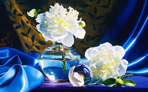 Twin White Modern Wood Framed Art Print with Double Matting by Chartier, Francois