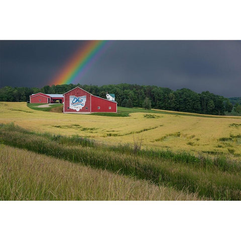 Ohio Farm Rainbow Black Modern Wood Framed Art Print by Galloimages Online