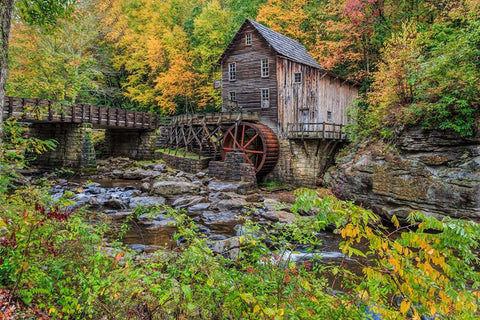 Grist Mill Fall 2013 1 White Modern Wood Framed Art Print with Double Matting by Galloimages Online