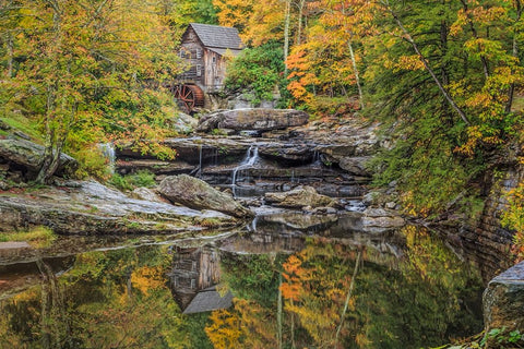 Grist Mill Fall 2013 2 Black Ornate Wood Framed Art Print with Double Matting by Galloimages Online