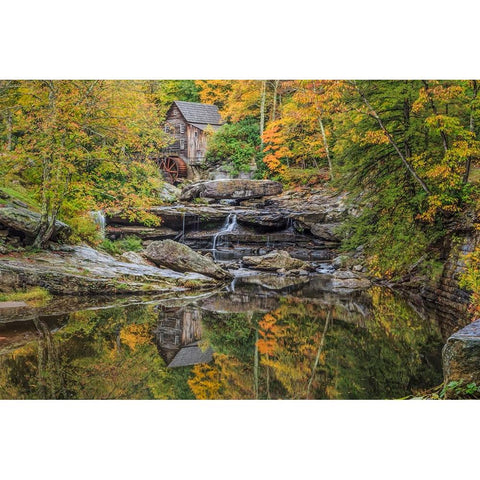 Grist Mill Fall 2013 2 White Modern Wood Framed Art Print by Galloimages Online