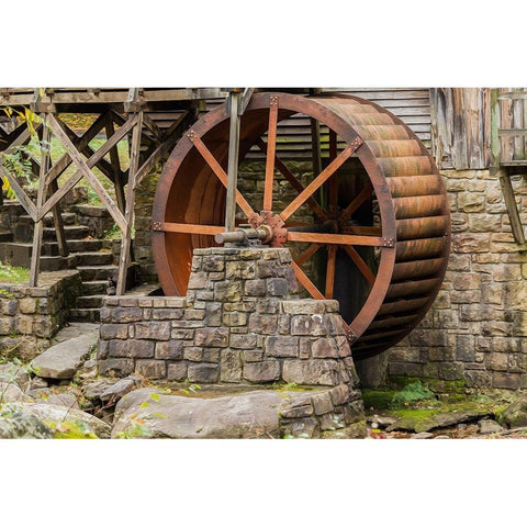 Grist Mill Fall 2013 3 Gold Ornate Wood Framed Art Print with Double Matting by Galloimages Online