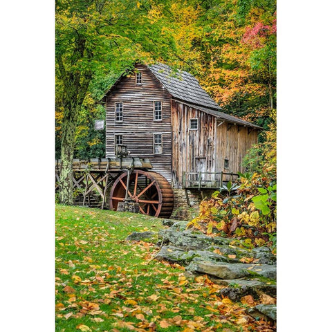 Grist Mill-Vert With Fg 1 Black Modern Wood Framed Art Print with Double Matting by Galloimages Online