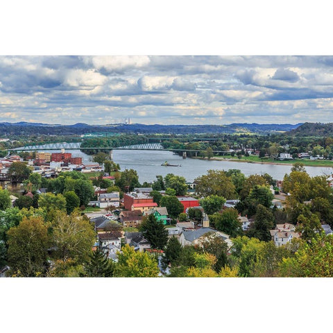 Marietta Oh And Ohio River Black Modern Wood Framed Art Print by Galloimages Online