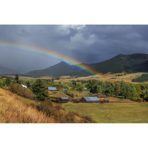 Montana Farm Rainbow Black Modern Wood Framed Art Print by Galloimages Online