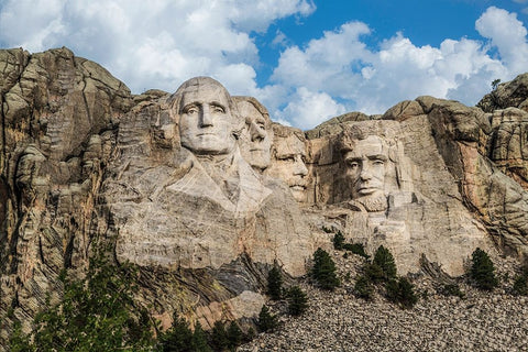 Mount Rushmore In Day White Modern Wood Framed Art Print with Double Matting by Galloimages Online