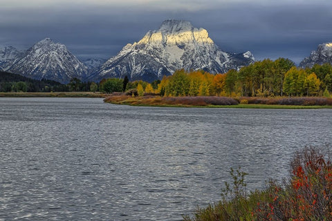 Oxbow Bend Band Of Light White Modern Wood Framed Art Print with Double Matting by Galloimages Online