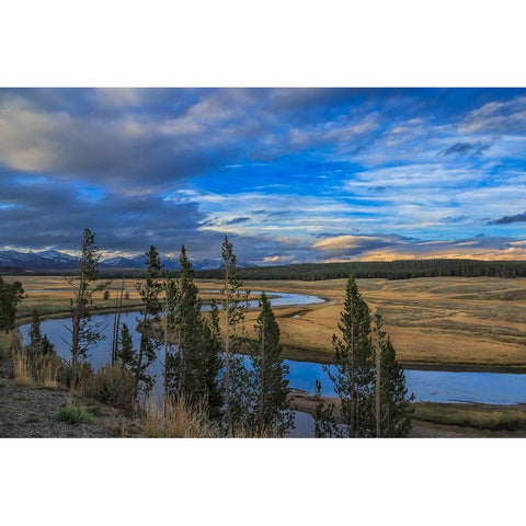 S Curve Hayden Valley Black Modern Wood Framed Art Print with Double Matting by Galloimages Online