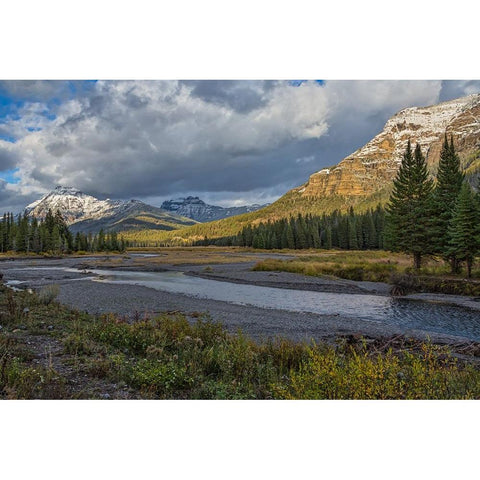 Soda Butte Creek Scenery (Yellowstone) Black Modern Wood Framed Art Print with Double Matting by Galloimages Online