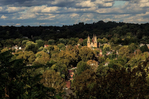 St. Marys Church, Marietta Oh Black Ornate Wood Framed Art Print with Double Matting by Galloimages Online