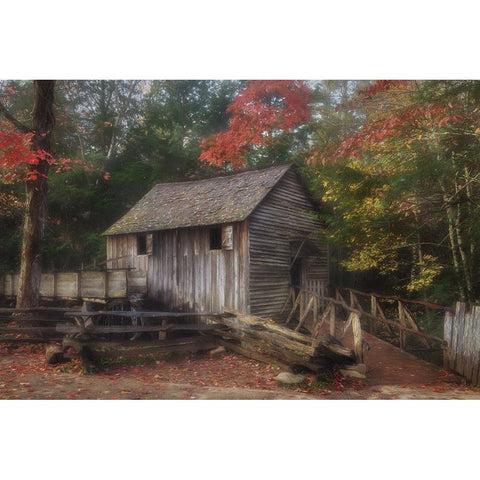 Cades Cove Grist Mill Black Modern Wood Framed Art Print by Galloimages Online