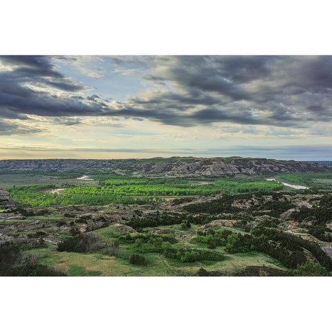 Oxbow Overlook (TRNP) White Modern Wood Framed Art Print by Galloimages Online