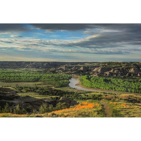 River Bend Overlook White Modern Wood Framed Art Print by Galloimages Online