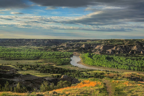 River Bend Overlook White Modern Wood Framed Art Print with Double Matting by Galloimages Online